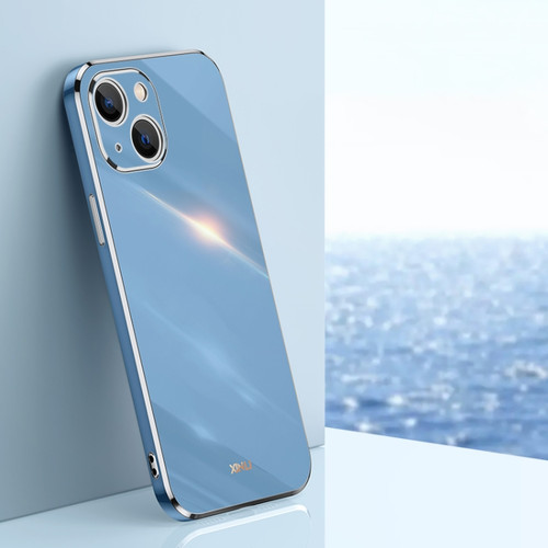 iPhone 13 mini XINLI Straight 6D Plating Gold Edge TPU Shockproof Case - Celestial Blue