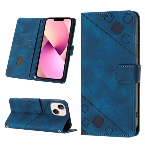 iPhone 13 mini Skin-feel Embossed Leather Phone Case - Blue