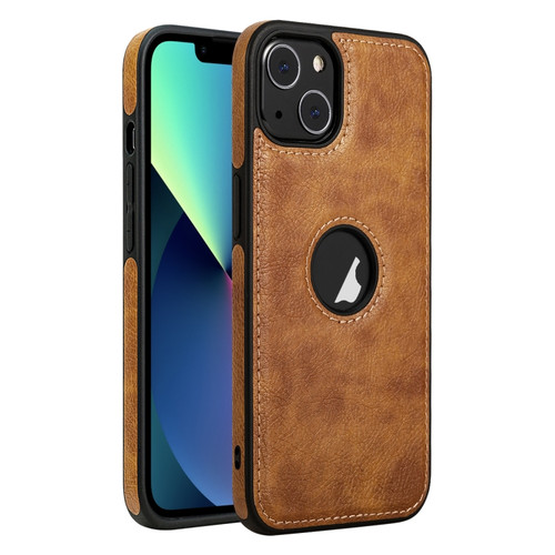 iPhone 13 mini Leather Texture Stitching Phone Case - Brown