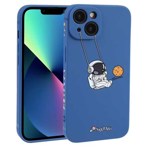 iPhone 13 mini Astronaut Swinging Pattern TPU Phone Case - Blue