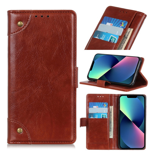 iPhone 13 mini Copper Buckle Nappa Texture Horizontal Flip Leather Case with Holder & Card Slots & Wallet - Brown