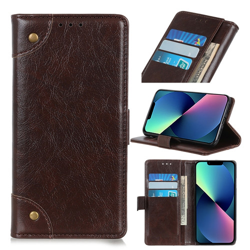iPhone 13 mini Copper Buckle Nappa Texture Horizontal Flip Leather Case with Holder & Card Slots & Wallet - Coffee