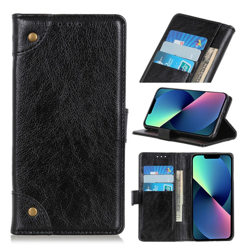 iPhone 13 mini Copper Buckle Nappa Texture Horizontal Flip Leather Case with Holder & Card Slots & Wallet - Black