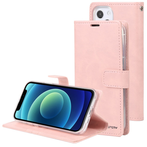 iPhone 13 mini GOOSPERY BLUE MOON Crazy Horse Texture Horizontal Flip Leather Case with Holder & Card Slot & Wallet - Rose Gold