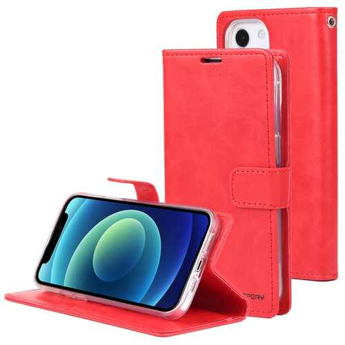 iPhone 13 mini GOOSPERY BLUE MOON Crazy Horse Texture Horizontal Flip Leather Case with Holder & Card Slot & Wallet - Red