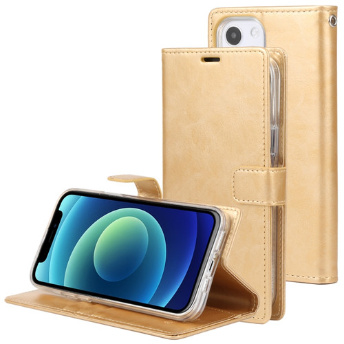 iPhone 13 mini GOOSPERY BLUE MOON Crazy Horse Texture Horizontal Flip Leather Case with Holder & Card Slot & Wallet - Gold