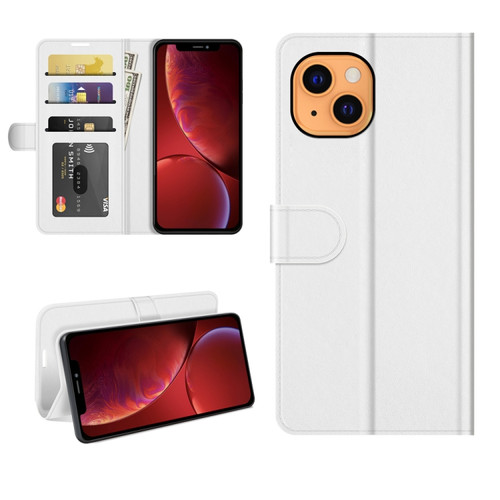 iPhone 13 mini R64 Texture Single Horizontal Flip Protective Case with Holder & Card Slots & Wallet& Photo Frame - White