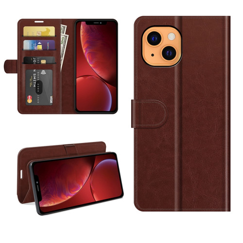 iPhone 13 mini R64 Texture Single Horizontal Flip Protective Case with Holder & Card Slots & Wallet& Photo Frame - Brown