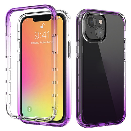 iPhone 13 mini Shockproof High Transparency Two-color Gradual Change PC+TPU Candy Colors Protective Case - Purple