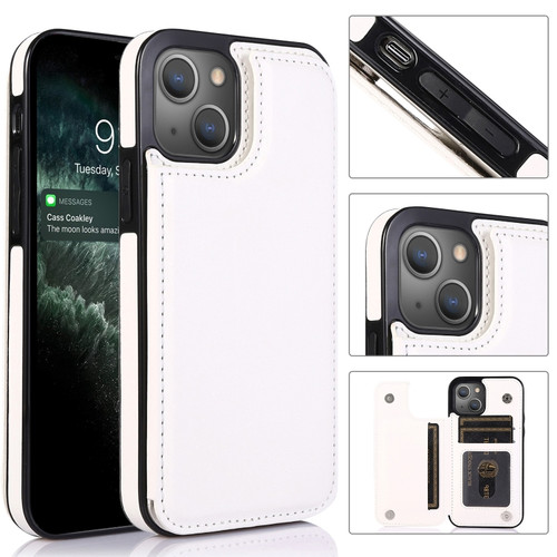 iPhone 13 mini Double Buckle Shockproof PU Protective Case with Card Slots & Holder iPhone 13 Mini - White