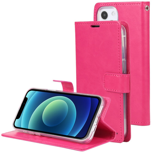iPhone 13 mini GOOSPERY BLUE MOON Crazy Horse Texture Horizontal Flip Leather Case with Holder & Card Slot & Wallet - Rose Red