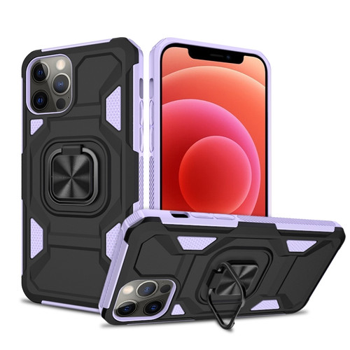 iPhone 13 mini Knight Cool Series PC + TPU Shockproof Case with Magnetic Ring Holder iPhone 12 Pro Max - Black + Purple