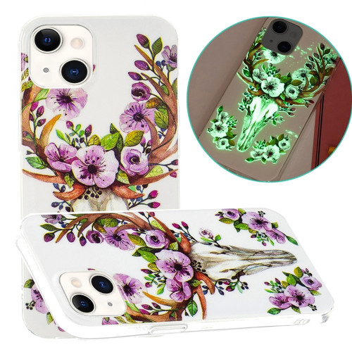 iPhone 13 mini Luminous TPU Soft Protective Case - Flower Deer