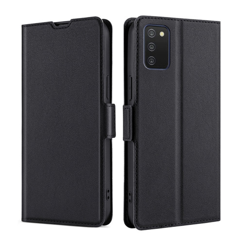 Samsung Galaxy A03s 164.2mm Ultra-thin Voltage Side Buckle PU + TPU Horizontal Flip Leather Case with Holder & Card Slot - Black