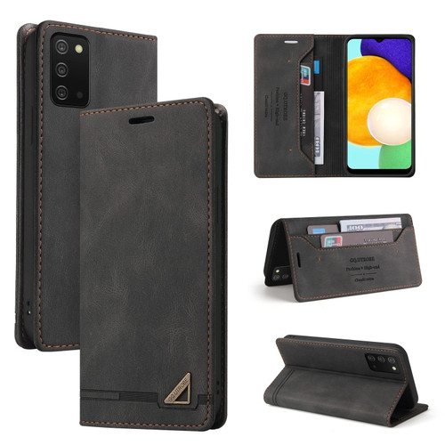 Samsung Galaxy A03s 164mm Skin Feel Anti-theft Brush Horizontal Flip Leather Case with Holder & Card Slots & Wallet - Black