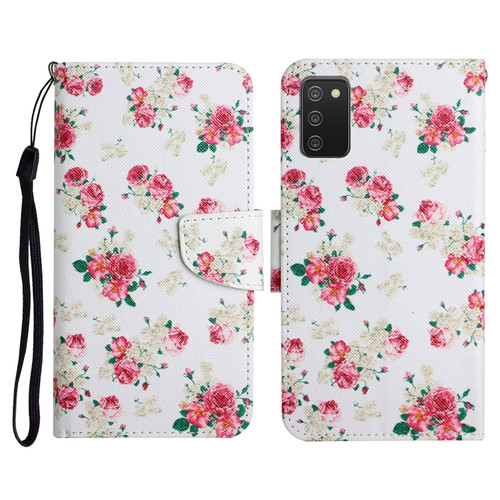 Samsung Galaxy A03s 164mm Painted Pattern Horizontal Flip Leather Case with Holder & Card Slot & Wallet - Red Peony Flower