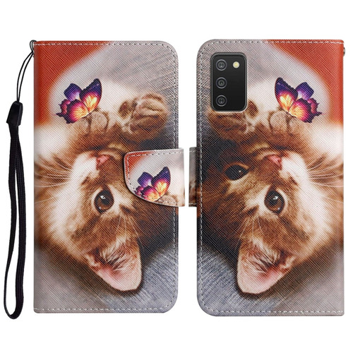 Samsung Galaxy A03s 164mm Painted Pattern Horizontal Flip Leather Case with Holder & Card Slot & Wallet - Butterfly Cat