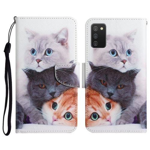 Samsung Galaxy A03s 164mm Painted Pattern Horizontal Flip Leather Case with Holder & Card Slot & Wallet - Three Cats