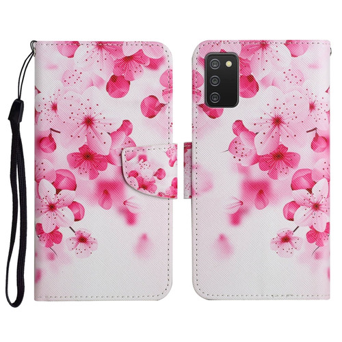 Samsung Galaxy A03s 164mm Painted Pattern Horizontal Flip Leather Case with Holder & Card Slot & Wallet - Red Flower