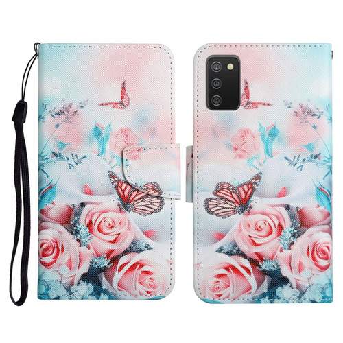 Samsung Galaxy A03s 164mm Painted Pattern Horizontal Flip Leather Case with Holder & Card Slot & Wallet - Peony Butterfly