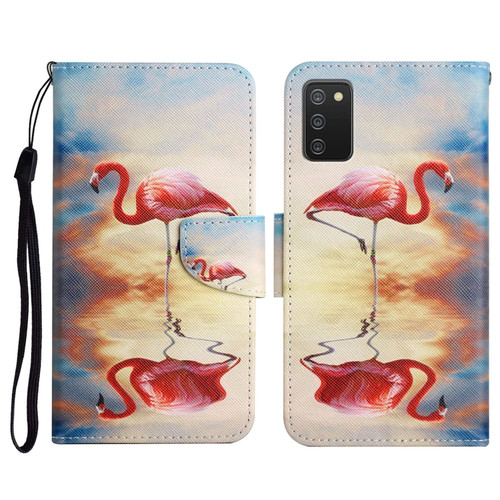 Samsung Galaxy A03s 164mm Painted Pattern Horizontal Flip Leather Case with Holder & Card Slot & Wallet - Flamingo