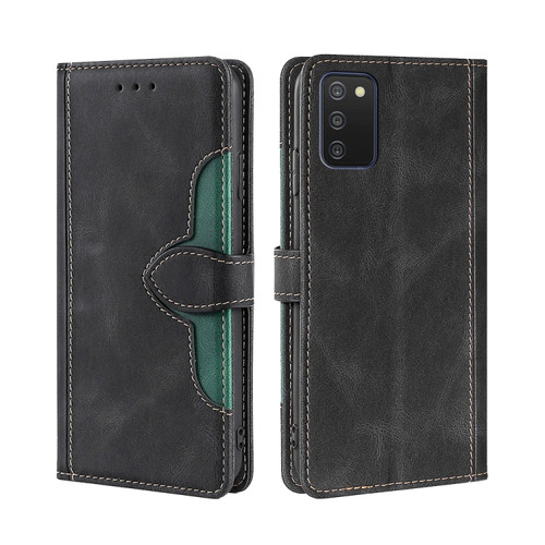 Samsung Galaxy A03s - 166.5mm Skin Feel Straw Hat Magnetic Buckle Horizontal Flip PU Leather Case with Holder & Card Slots & Wallet - Black
