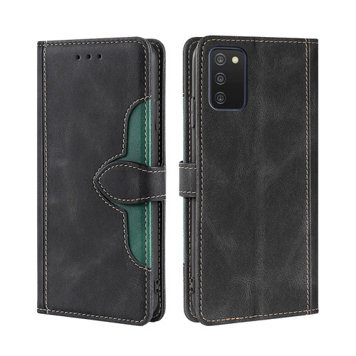 Samsung Galaxy A03s - 164.2mm Skin Feel Straw Hat Magnetic Buckle Horizontal Flip PU Leather Case with Holder & Card Slots & Wallet - Black