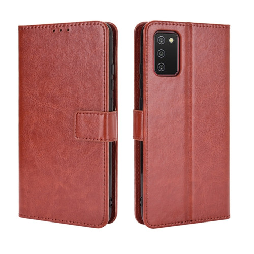 Samsung Galaxy A03s 166mm Crazy Horse Texture Horizontal Flip Leather Case with Holder & Card Slots & Lanyard - Brown