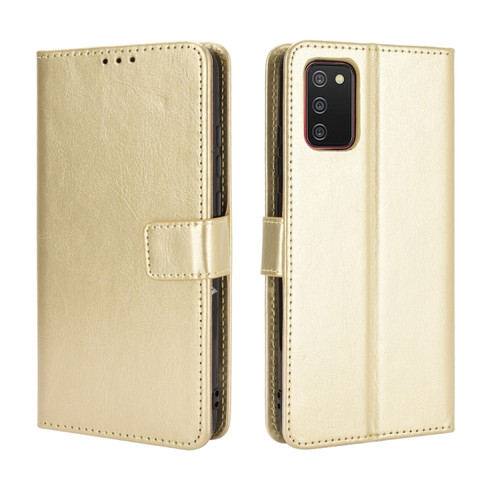 Samsung Galaxy A03s 166mm Crazy Horse Texture Horizontal Flip Leather Case with Holder & Card Slots & Lanyard - Gold