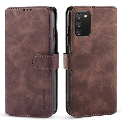 Samsung Galaxy A03s 166mm DG.MING Retro Oil Side Horizontal Flip Leather Case with Holder & Card Slots & Wallet - Coffee