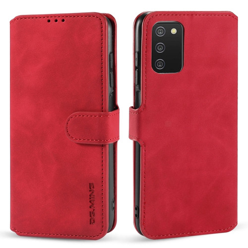 Samsung Galaxy A03s 166mm DG.MING Retro Oil Side Horizontal Flip Leather Case with Holder & Card Slots & Wallet - Red