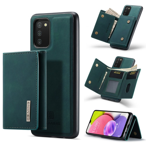 Samsung Galaxy A03s 166mm DG.MING M1 Series 3-Fold Multi Card Wallet Back Cover Shockproof Case with Holder Function - Green