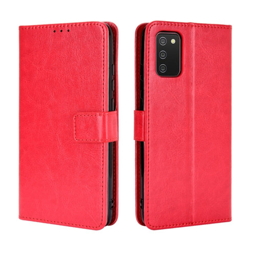 Samsung Galaxy A03s 166mm Crazy Horse Texture Horizontal Flip Leather Case with Holder & Card Slots & Lanyard - Red