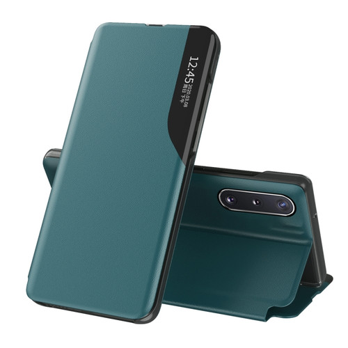 Samsung Galaxy A03s 164mm Side Display Shockproof Horizontal Flip Leather Case with Holder - Green