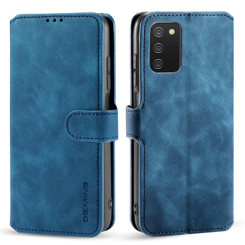 Samsung Galaxy A03s 166mm DG.MING Retro Oil Side Horizontal Flip Leather Case with Holder & Card Slots & Wallet - Blue