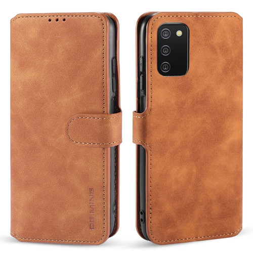 Samsung Galaxy A03s 166mm DG.MING Retro Oil Side Horizontal Flip Leather Case with Holder & Card Slots & Wallet - Brown