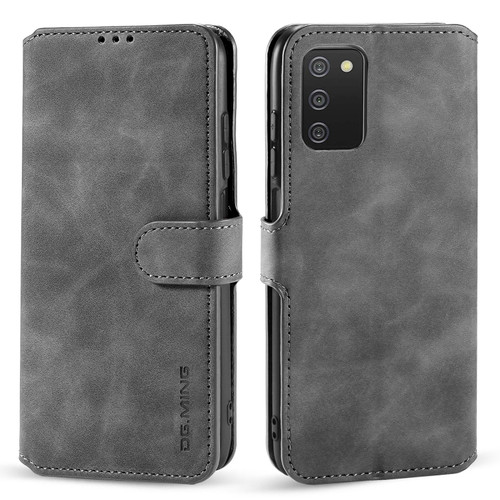Samsung Galaxy A03s 166mm DG.MING Retro Oil Side Horizontal Flip Leather Case with Holder & Card Slots & Wallet - Grey