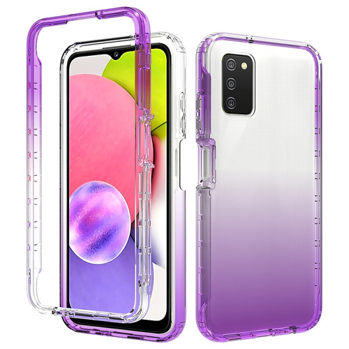 Samsung Galaxy A03s 164mm High Transparency Two-color Gradual Change PC+TPU Phone Case - Purple