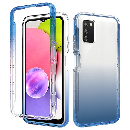 Samsung Galaxy A03s 164mm High Transparency Two-color Gradual Change PC+TPU Phone Case - Blue