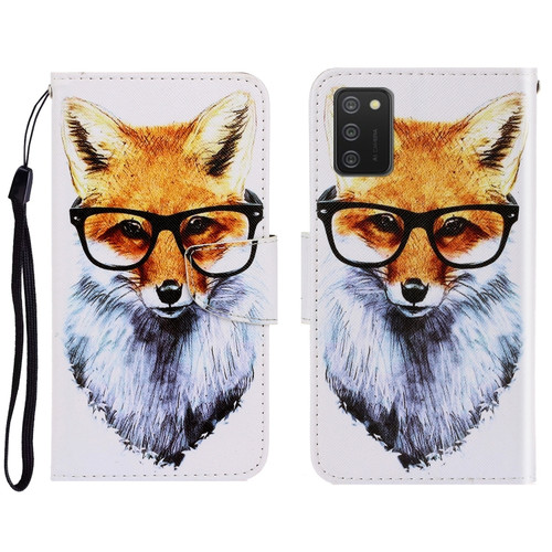 Samsung Galaxy A03s 166mm Version 3D Colored Drawing Horizontal Flip Leather Phone Case with Holder & Card Slots & Wallet - Fox