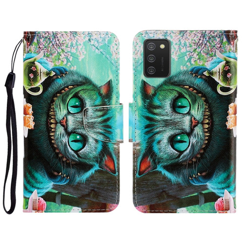 Samsung Galaxy A03s 164mm Version 3D Colored Drawing Horizontal Flip Leather Phone Case with Holder & Card Slots & Wallet - Green Eyes