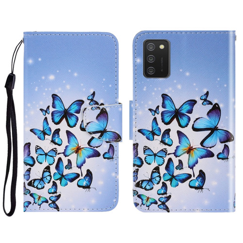 Samsung Galaxy A03s 164mm Version 3D Colored Drawing Horizontal Flip Leather Phone Case with Holder & Card Slots & Wallet - Multiple Butterflies