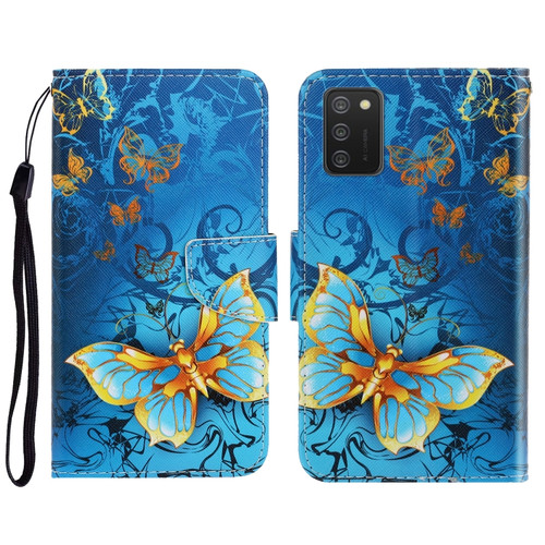 Samsung Galaxy A03s 164mm Version 3D Colored Drawing Horizontal Flip Leather Phone Case with Holder & Card Slots & Wallet - Jade Butterfly