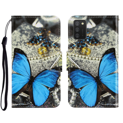 Samsung Galaxy A03s 166mm Version 3D Colored Drawing Horizontal Flip Leather Phone Case with Holder & Card Slots & Wallet - A Butterfly