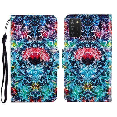 Samsung Galaxy A03s 164mm Version 3D Colored Drawing Horizontal Flip Leather Phone Case with Holder & Card Slots & Wallet - Mandala