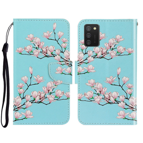 Samsung Galaxy A03s 164mm Version 3D Colored Drawing Horizontal Flip Leather Phone Case with Holder & Card Slots & Wallet - Magnolia