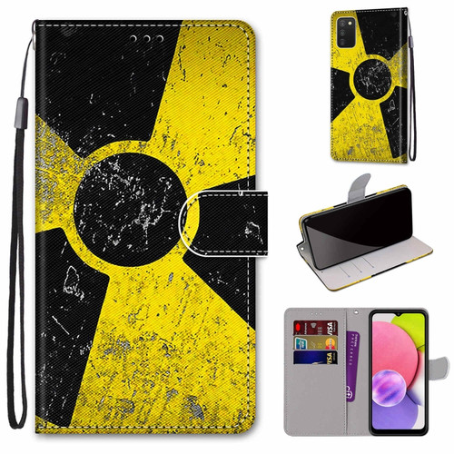 Samsung Galaxy A03s 166mm Version Coloured Drawing Cross Texture Horizontal Flip PU Phone Leather Case with Holder & Card Slots & Wallet & Lanyard - Colorful Layer - Yellow and Black Signs