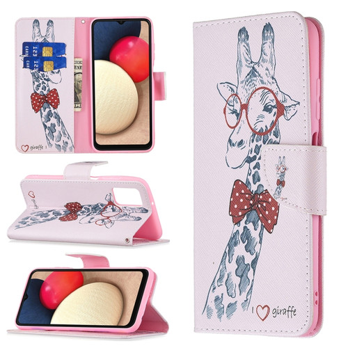 Samsung Galaxy A03s 166mm Colored Drawing Leather Phone Case - Deer