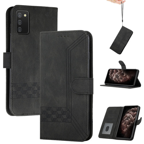 Samsung Galaxy A03s 166mm Cubic Skin Feel Flip Leather Phone Case - Black