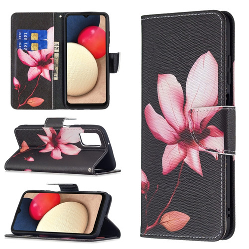 Samsung Galaxy A03s 166mm Colored Drawing Leather Phone Case - Lotus